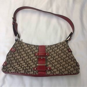 New York and Company Red Brown Shoulder Purse Bag Y2K 90s Vintage Clasp Buckle